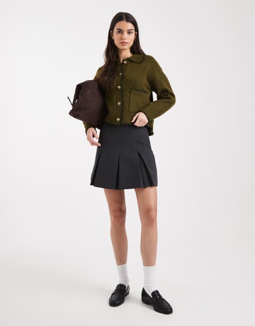 トップス Time is on NEW MIX COLLARED CARDIGAN New Look - Cardigan color kaki con colletto e impunture | ASOS