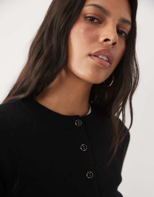 New Look cardigan compatto in maglia nero, 3 di 4