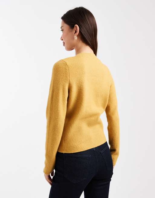 New Look - Cardigan girocollo giallo con bottoni, 3 di 4