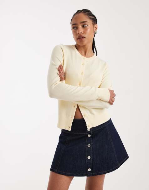 New Look - Cardigan girocollo in maglina giallo - view 1