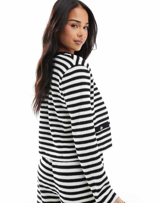 New Look Cardigan in maglia a righe nere in coordinato ASOS