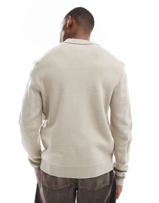 New Look - Cardigan in maglia color pietra con tasca, 2 di 4