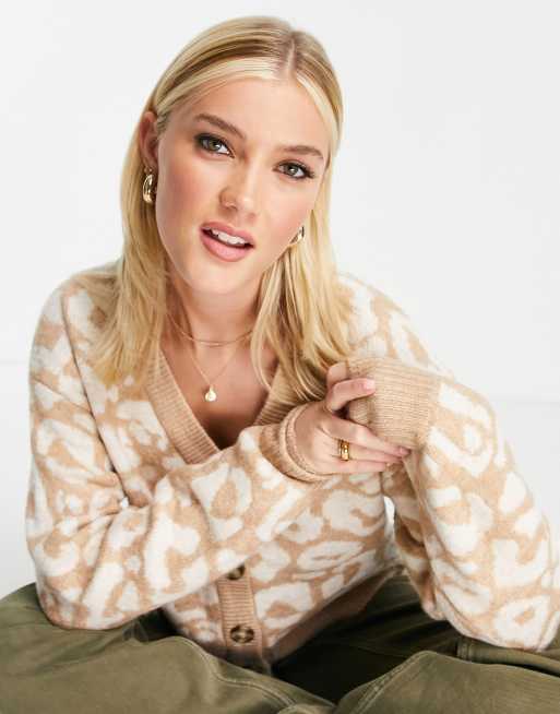 New Look - Cardigan leopardato color crema