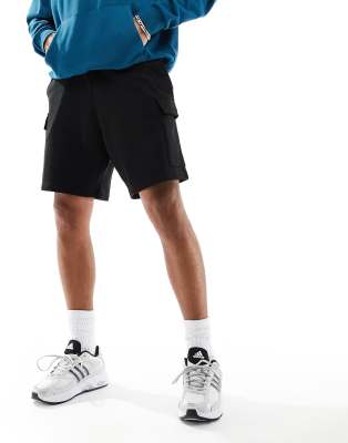 New Look cargo jersey short in black