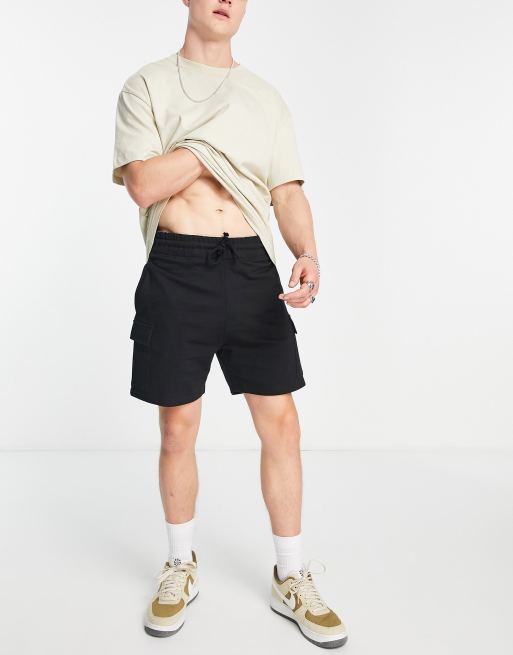 New look cargo jersey shorts in black