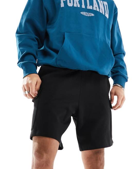 New look cargo jersey shorts in black, 4 of 5