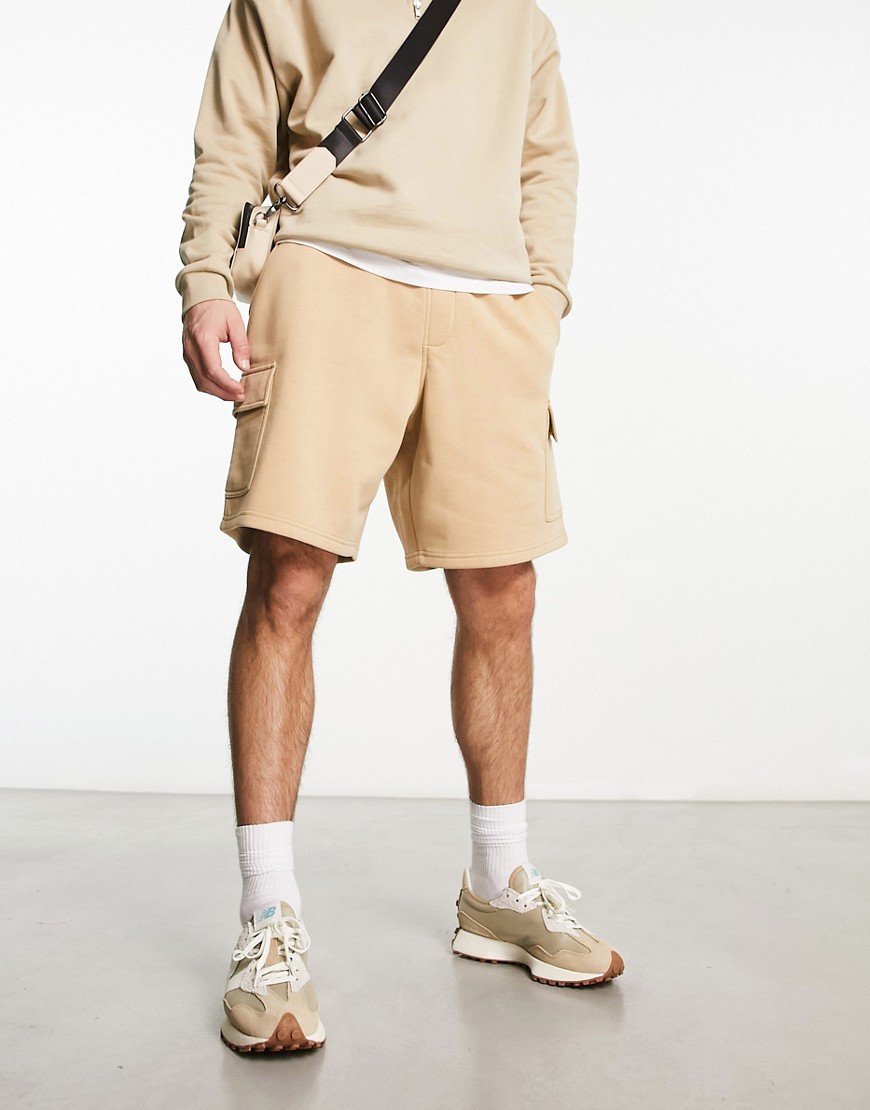 New Look Cargo Jersey Shorts In Stone-neutral