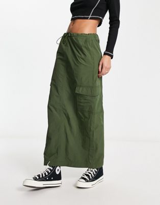 New Look cargo maxi skirt in khaki
