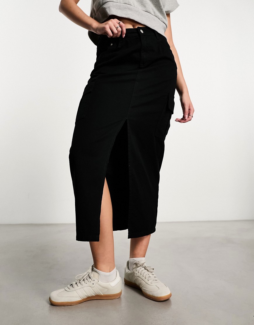 New Look cargo midaxi skirt in black