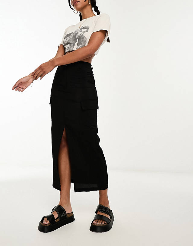 New Look - cargo midi skirt in black