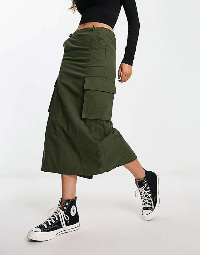 New Look - cargo midi skirt in khaki