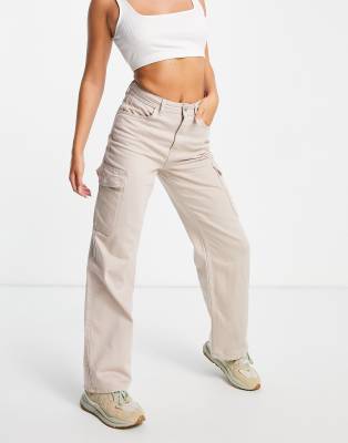 New Look cargo pocket jean in stone | ASOS