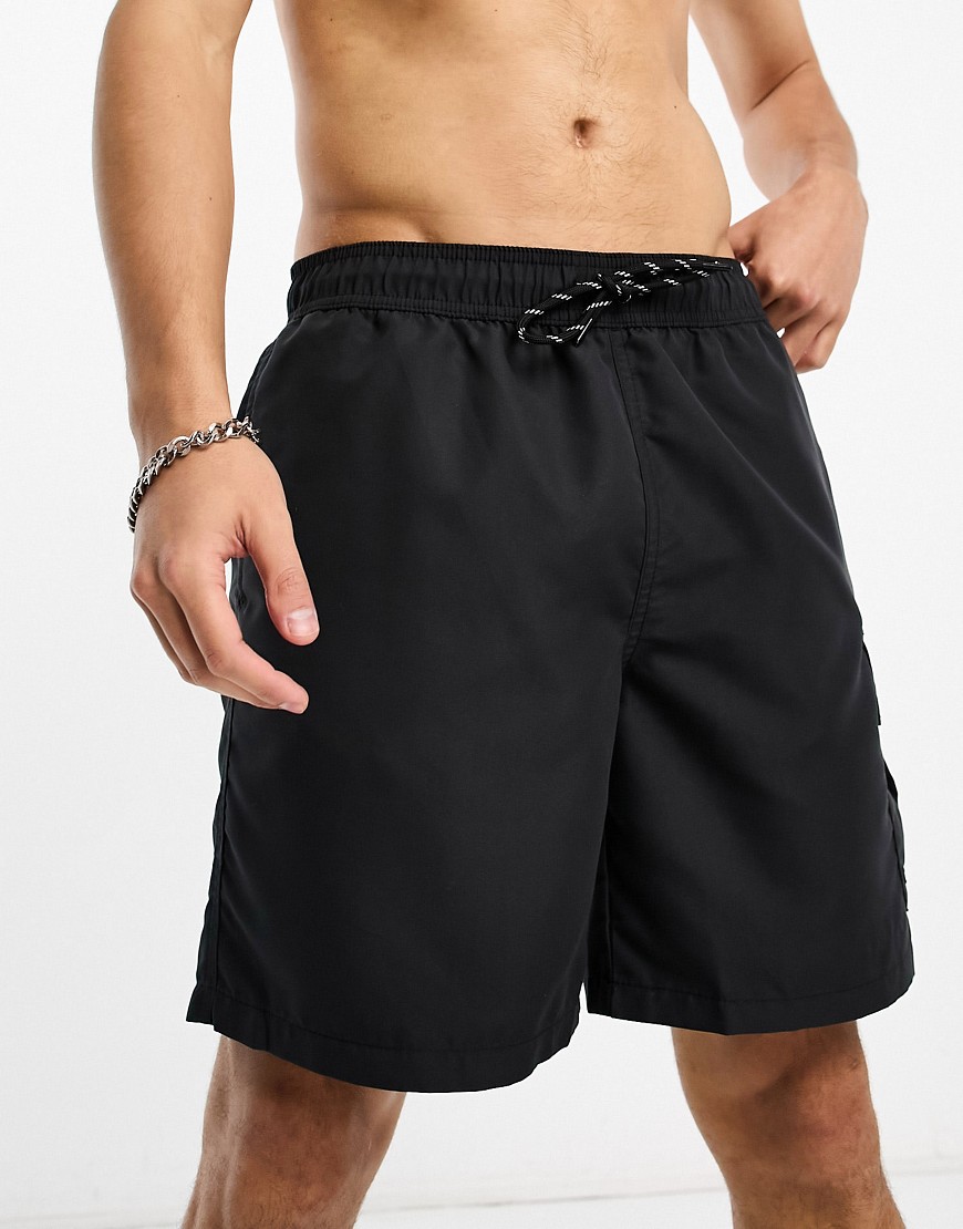 New Look Cargo Swim Shorts In Black