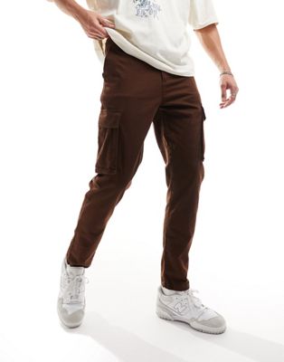 New Look cargo trouser in dark brown - ASOS Price Checker