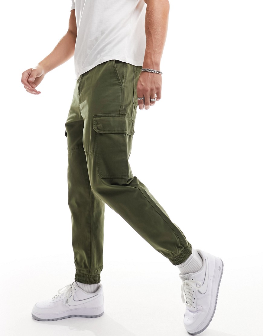 New Look cargo trouser in dark khaki-Green