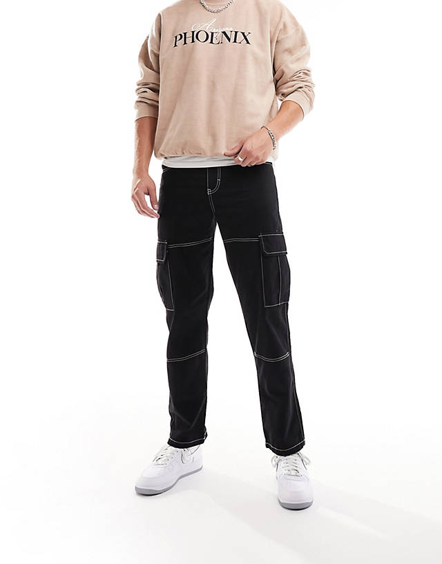 New Look - cargo trouser with contrast stitch in black