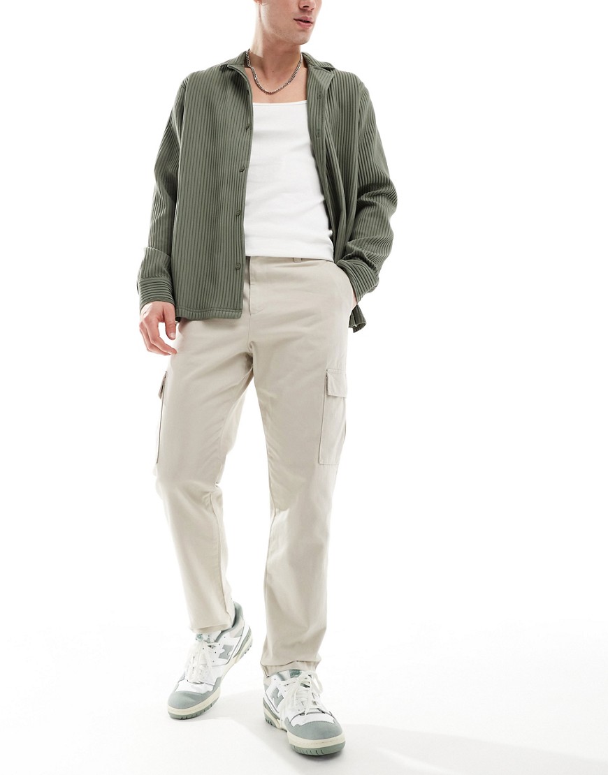 New Look cargo trousers in stone-Neutral