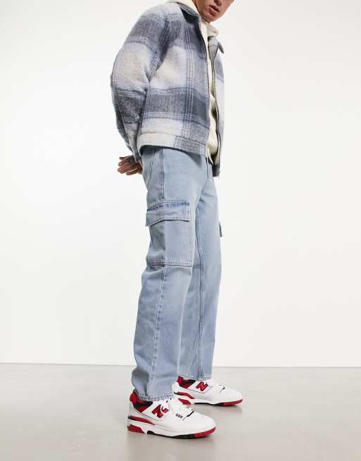 New Look - Cargojeans in blauw met jaren 90-stijl lichte wassing