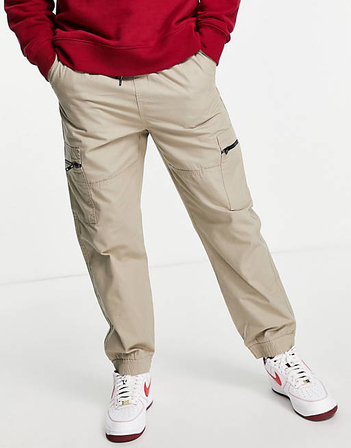 Trousers & Chinos New Look cargos with zips in stone 