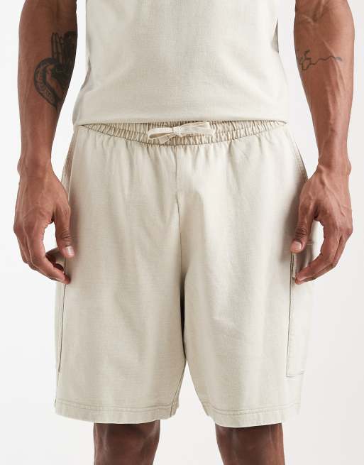 New Look - Cargoshort in stone met wassing, deel van co-ord set, 4 van 5