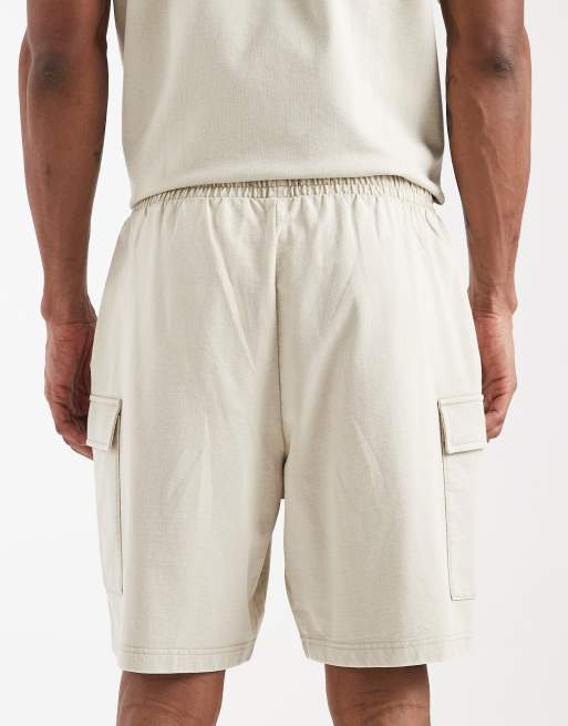 New Look - Cargoshort in stone met wassing, deel van co-ord set, 5 van 5