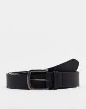 ASOS DESIGN smart faux leather skinny belt with silver buckle in