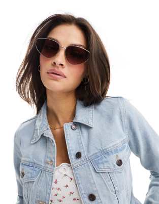 New Look – Cat-Eye-Sonnenbrille mit Metallrahmen in Gold