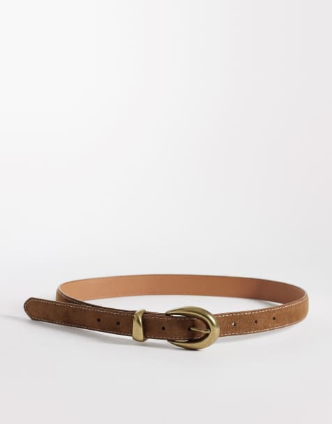 New Look - Ceinture en suédine à boucle dorée - Fauve - view 1