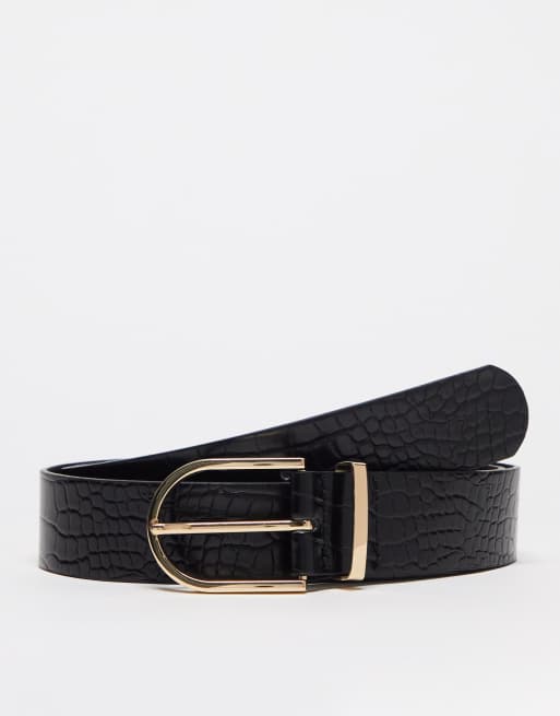 New Look Ceinture imitation croco Noir