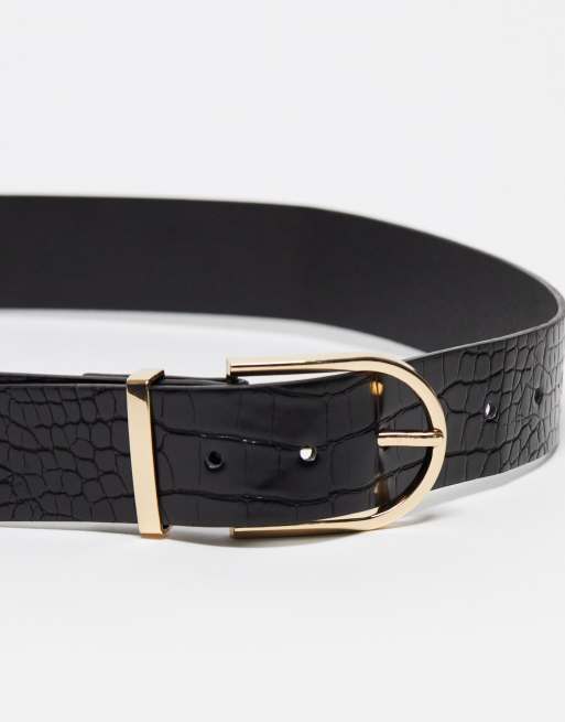 New Look Ceinture imitation croco Noir