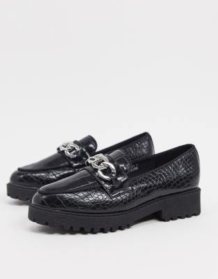new look chunky croc loafer in black