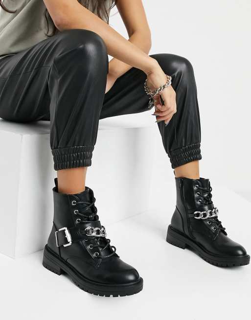 New look lace up flat best sale hiker boot