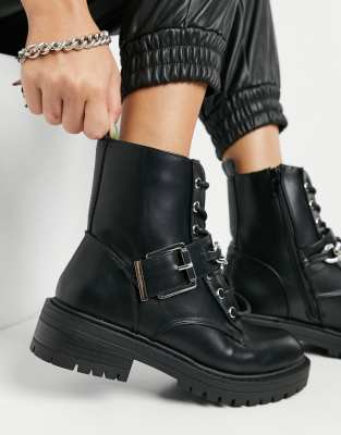 biker flat boots