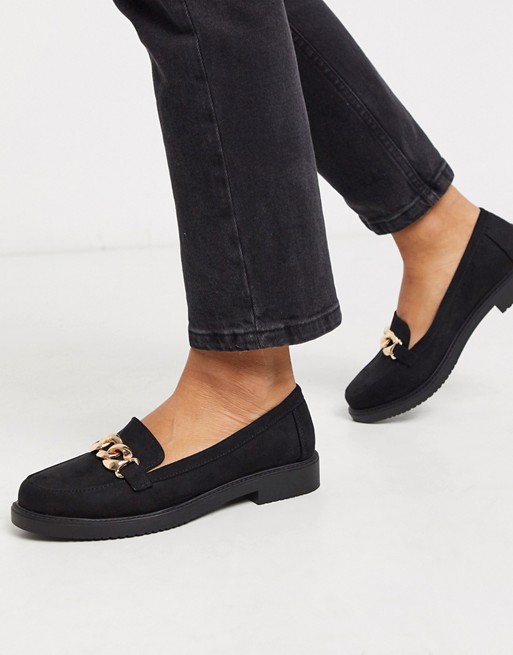 New Look chain detail loafers in black