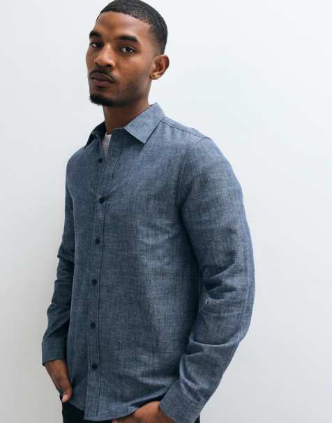New Look Chambray-Hemd in Mittelblau - view 1