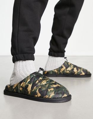 New Look quilted slippers in camo - ASOS Price Checker