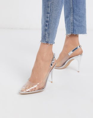 chaussures à talon argenté