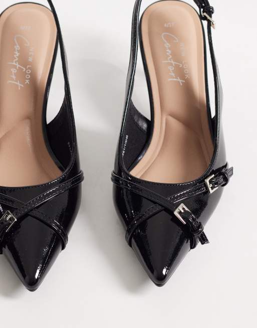 New Look - Chaussures à talon et bride arrière avec boucle - Noir, 2 de 4