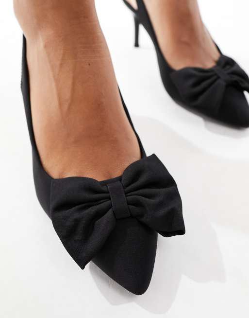 New Look - Chaussures à talon et bride arrière en satin avec nœud - Noir, 4 de 4