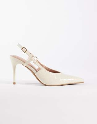 New Look - Chaussures ouvertes à talon et bride arrière - Crème-Blanc