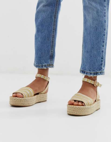 New Look - Chaussures plateforme à motif tissé - Jaune