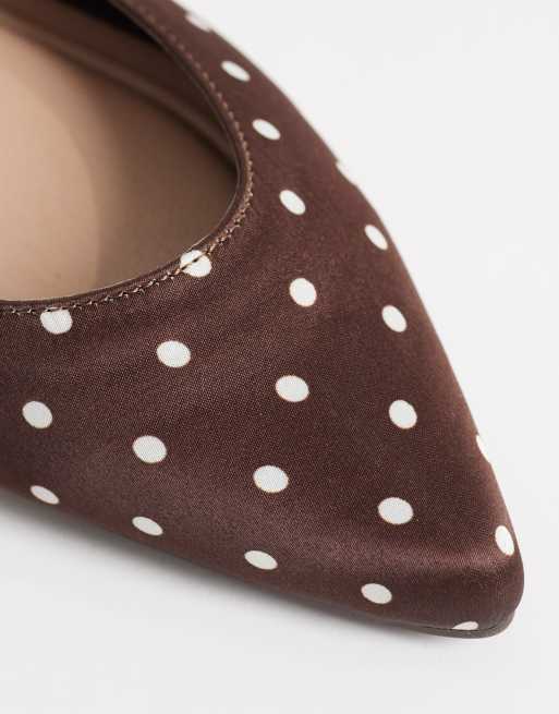 New Look - Chaussures plates à pois et bride arrière - Marron moyen, 3 de 4