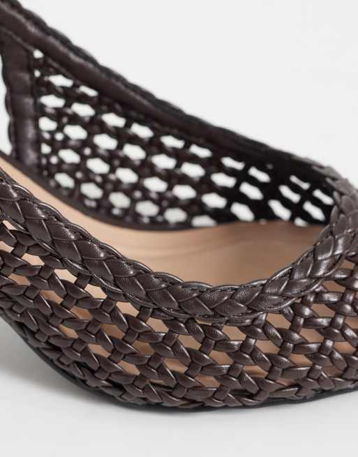 New Look - Chaussures pointues tressées à talon et bride arrière - Marron, 4 de 4
