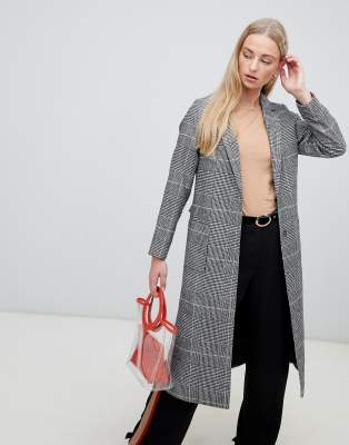 New Look Check Bar Back Maxi Coat | ASOS