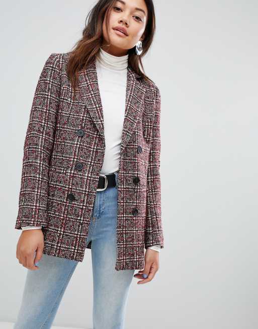 New look check on sale blazer coat in rust