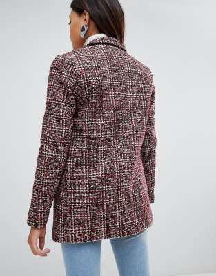 New look check 2025 blazer coat in rust