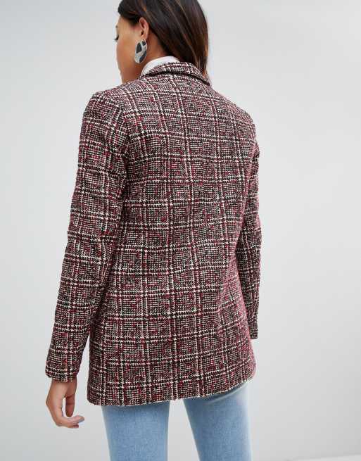 New look check on sale blazer coat in rust