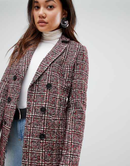 New look check on sale blazer coat in rust