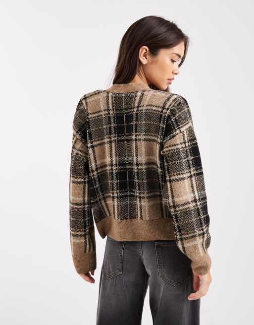 New Look check cardigan in brown, 4 of 4