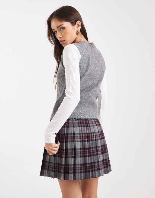 Midi Skirt Asos Blue Plaid Skirt ASOS After Market Brand Womans